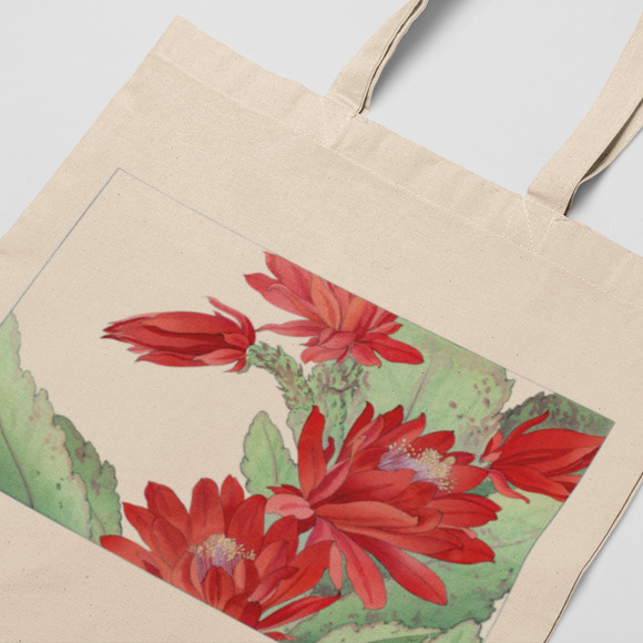 Japanese Red Phyiiocactus Flowers Tote - Picture 3 of 5